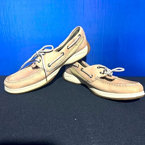 Sperry Shoes - SPERRY TOP SIDER STS90317 2 Eye Tan Beige Leather Slip On Boat Shoes Women's 9.0
